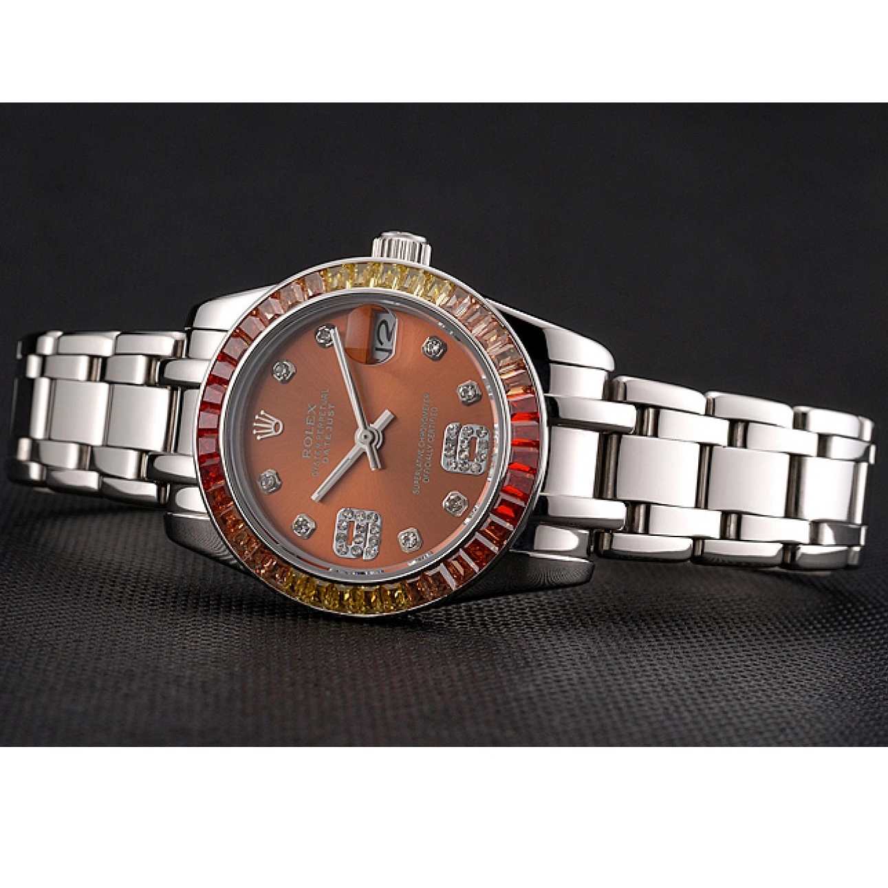 Good copy rolex watches Steel Rolex Datejust 39 Pearlmaster And Stainless Cognac Bracelet Case Dial 0626